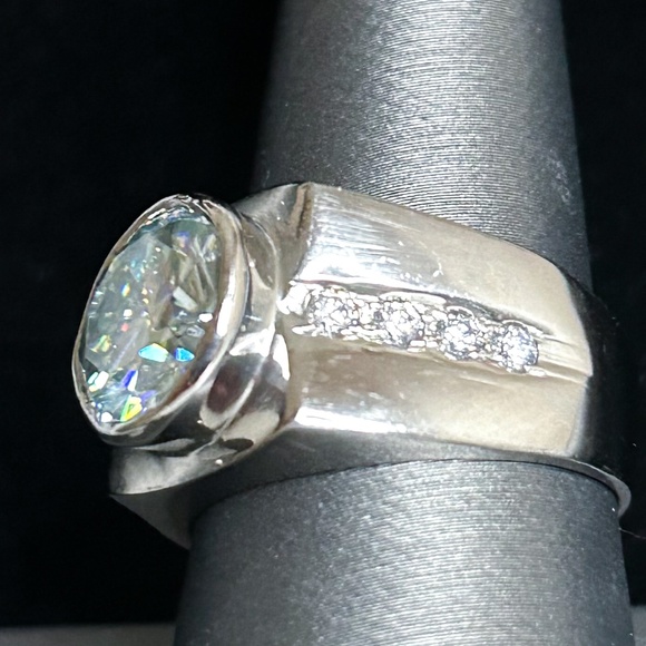 Genuine 4.00 CTs Off White Diamond Ring Round Brilliant Cut 925 Sterling Silver - Picture 4 of 11